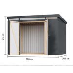 KOVINSKA VRTNA HIŠKA KARIBU IRIDIUM 3 ANTRACIT 290X209X213 - slika 2